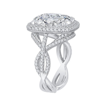Cushion Cut Diamond Double Halo Engagement Ring in 18K White Gold (Semi-Mount)